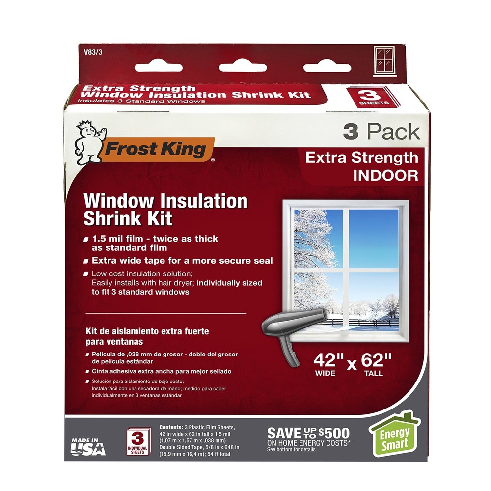 V83/3 Heavy Duty Shrink Window Kit for Standard Size Windows with 3 Sheets (3...