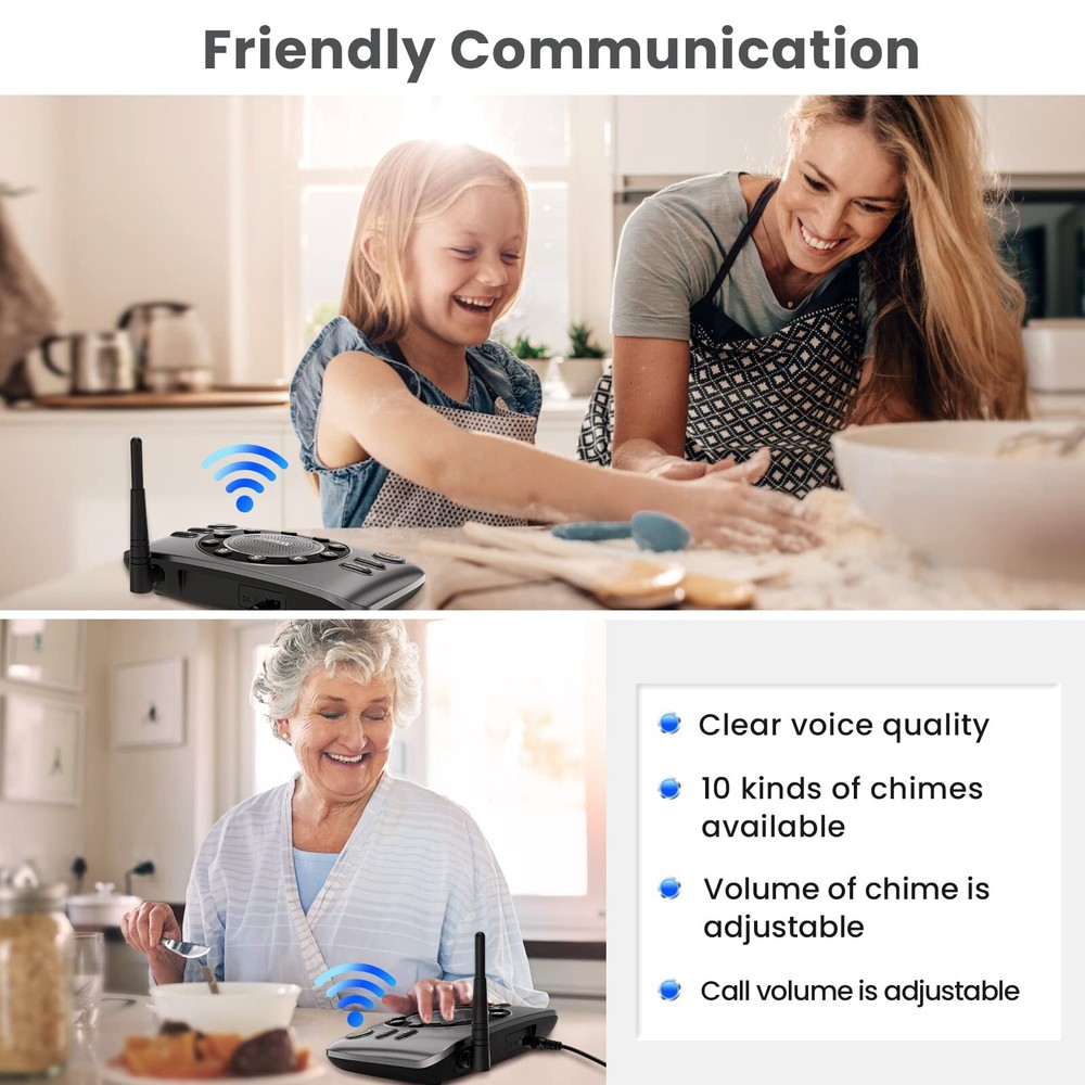 Wireless Two-Way Intercom System Full Duplex Audio for Home or Business