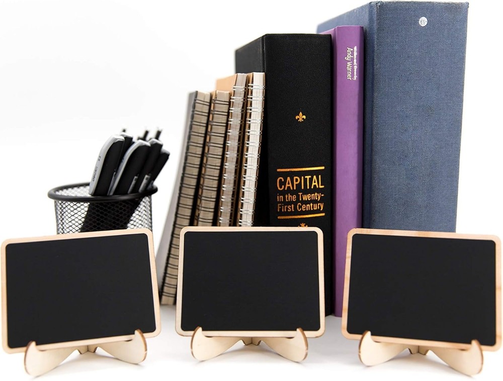 Reusable Rectangular Mini Chalkboards with Stands - Perfect for Events - 20 Pack