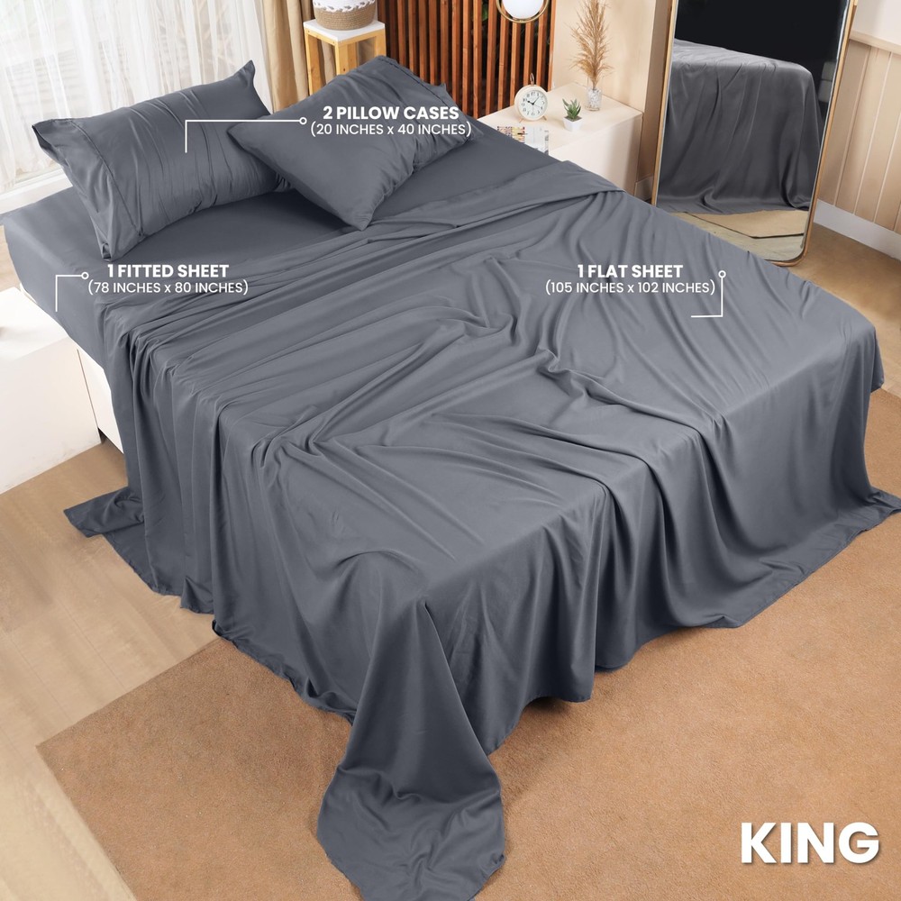 Utopia Bedding King Bed Sheets Set Pack of 2 Sheet Sets Perfect for Spa, Ho...