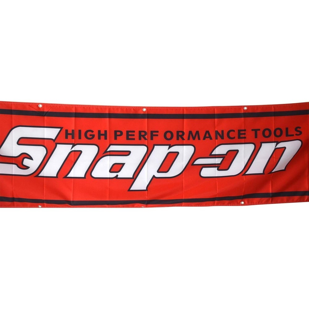 Snap‑On Tools Banner 2×8 ft Red Polyester with 8 Brass Grommets Garage Decor