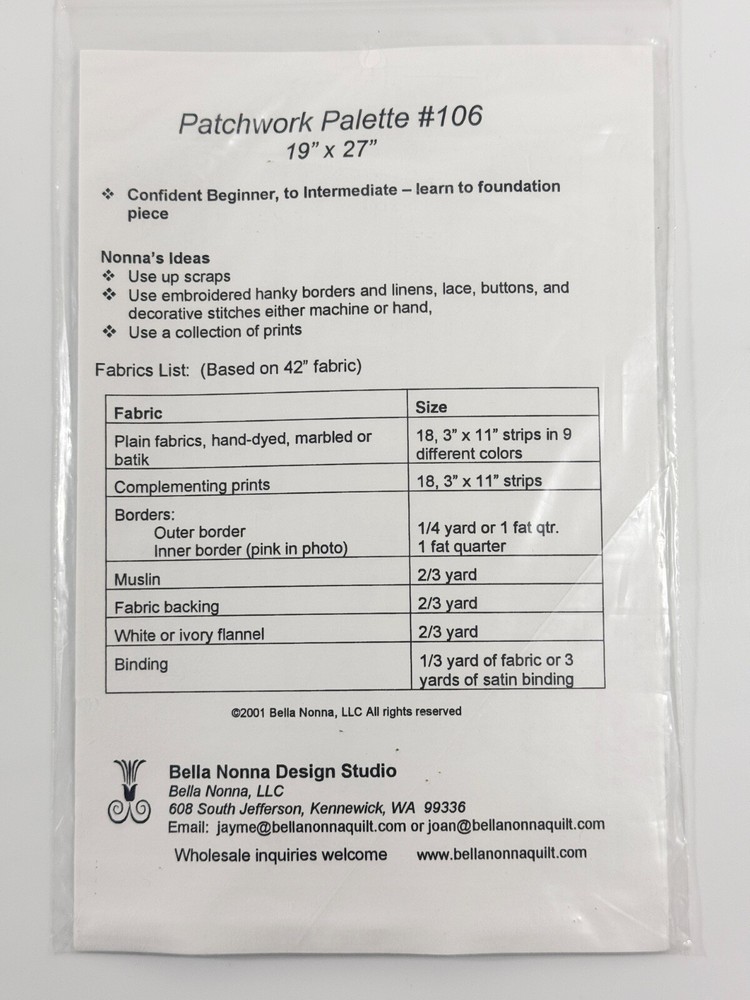 Bella Nona Patchwork Palette Pattern #106