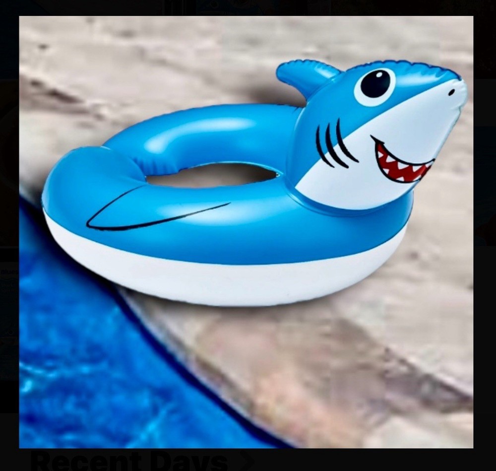 2 PACK Shark Split Ring Float AGE 3-6yrs BLUE 22.5”x 17”x10.5” Easy Inflate