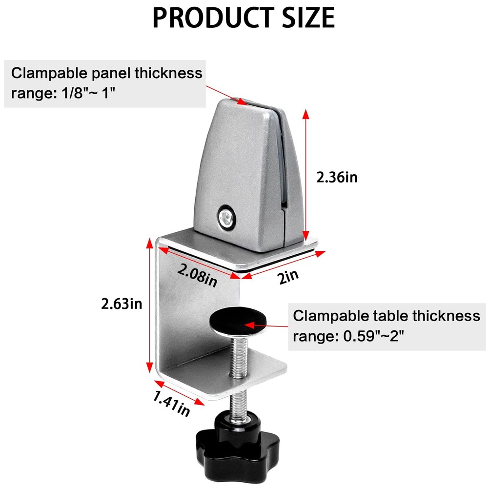 6 PCS Desk Shield Clamp For 2 To 20mm Thick Panel Adjustable Divider Clip