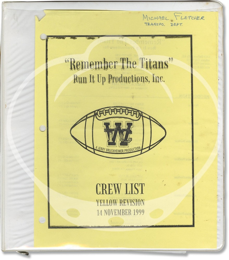 Will Patton Denzel Washington REMEMBER THE TITANS Original screenplay #160857