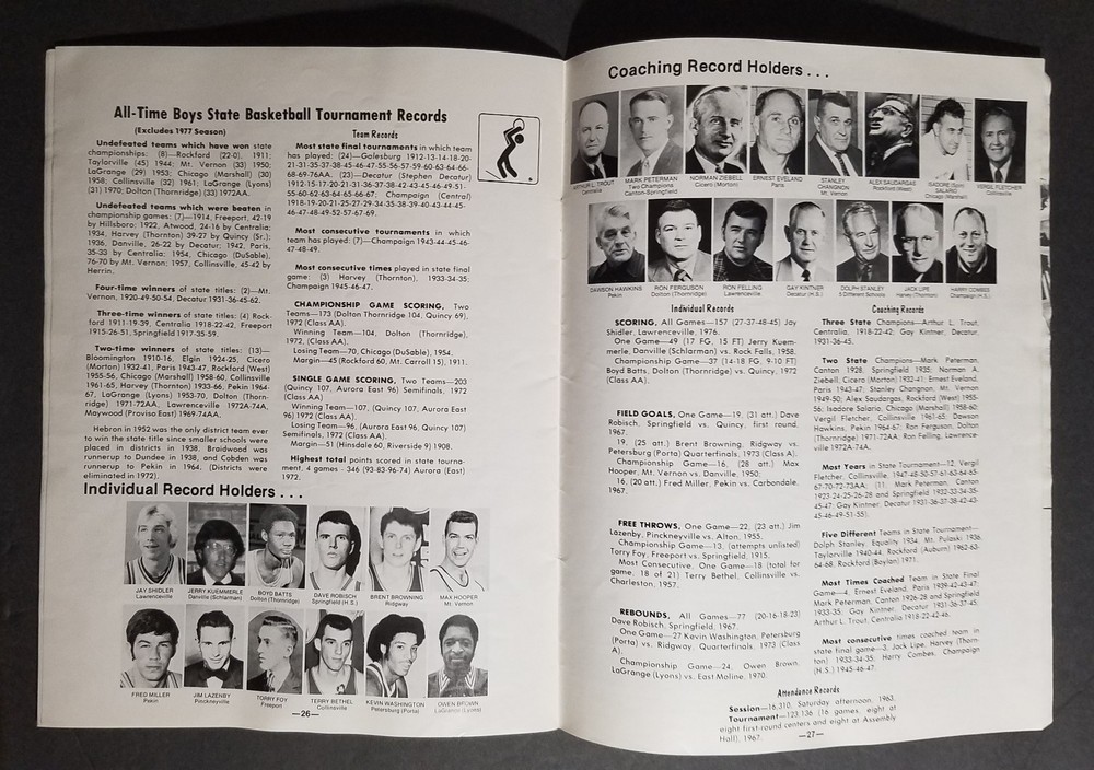 1977 Illinois Class A Boys State Basketball Tournament Program