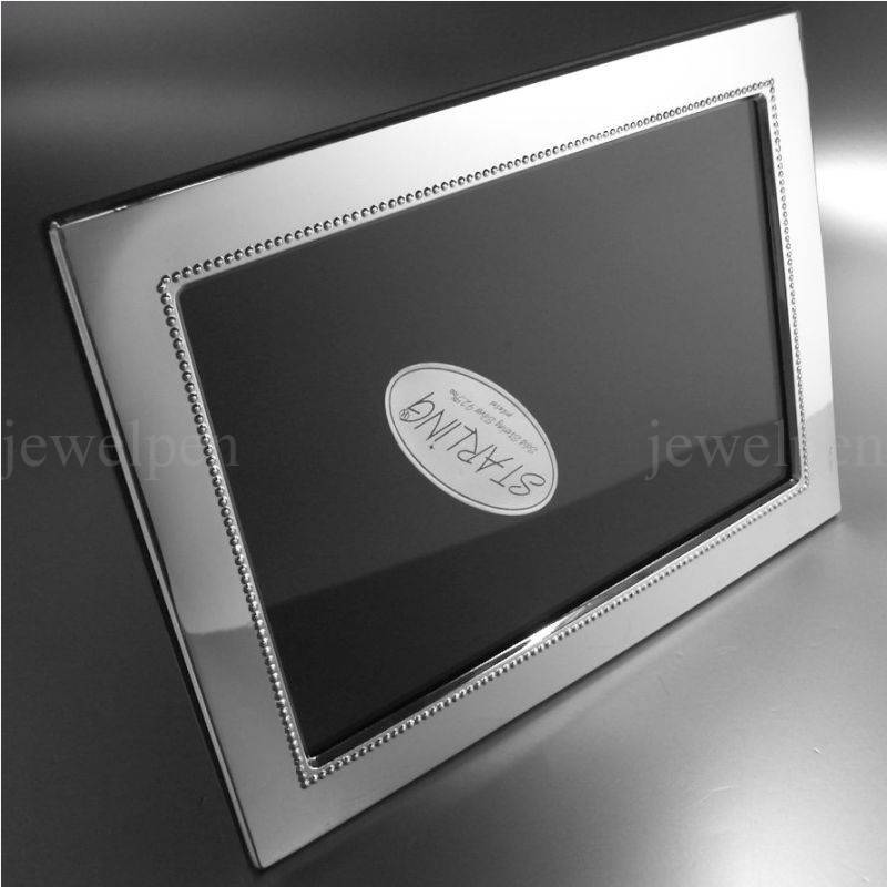 High Quality Smooth & Bead Edging Solid 925 Sterling Silver Photo Wooden Back