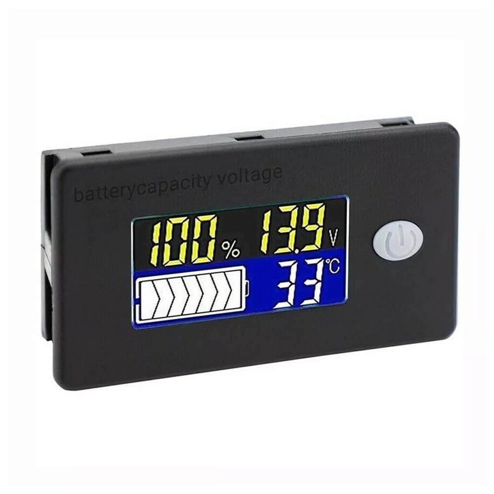 Enhanced Battery Capacity Indicator Meter LCD Display Temperature Reading 12V