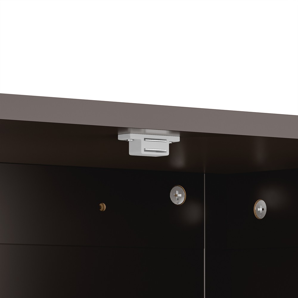 Wooden Storage Cabinet w/ 2 Doors Bathroom Floor Kitchen Cupboard Grey
