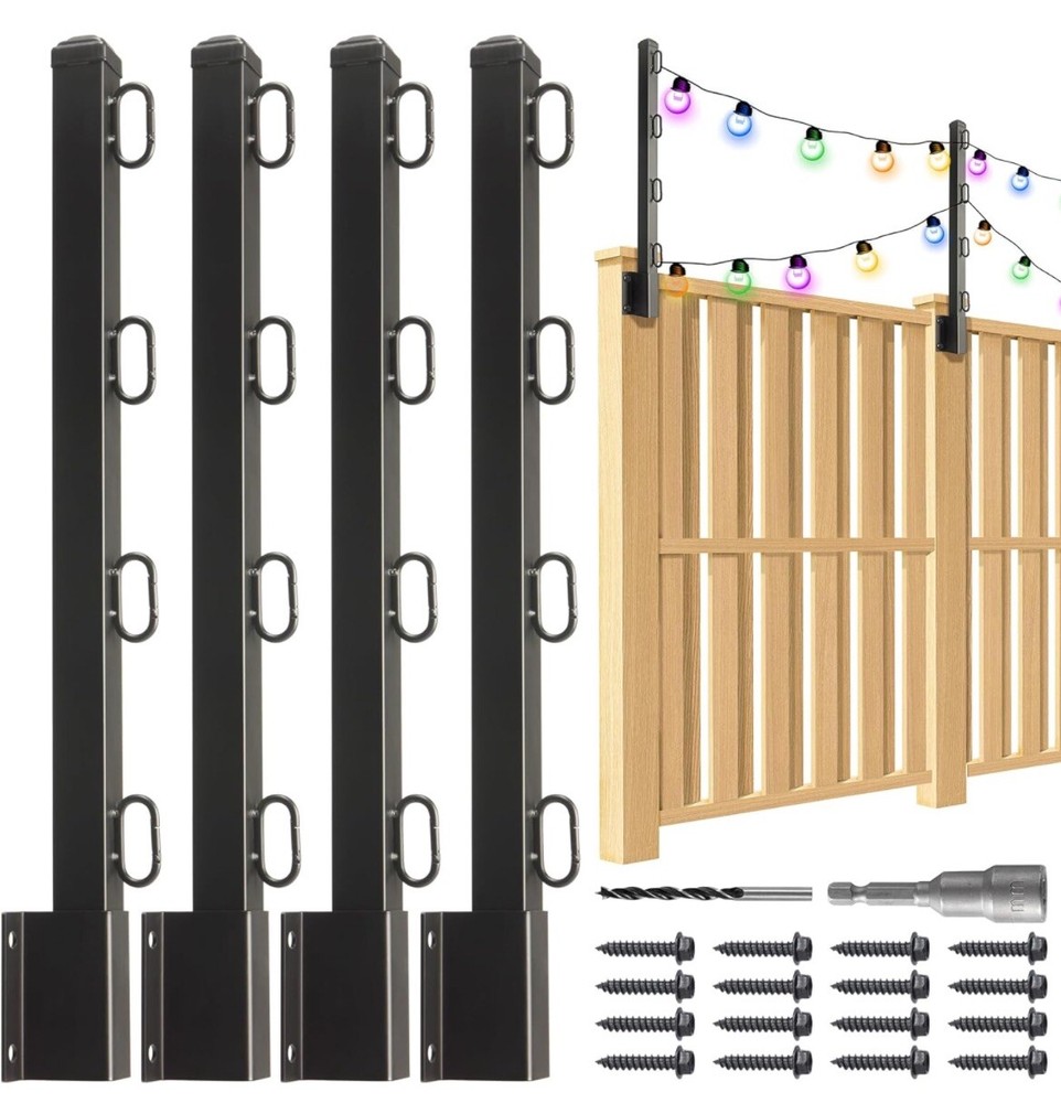 4-Pack String Light Poles Mount On Post, Pole Or Wall 23.5 Inch-NEW