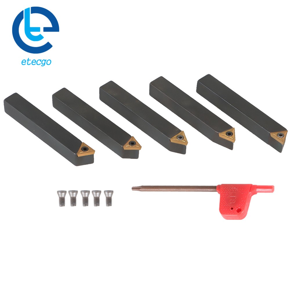 Carbide Indexable Turning Tool Bit With Carbide Inserts 5 PACK 3/8"