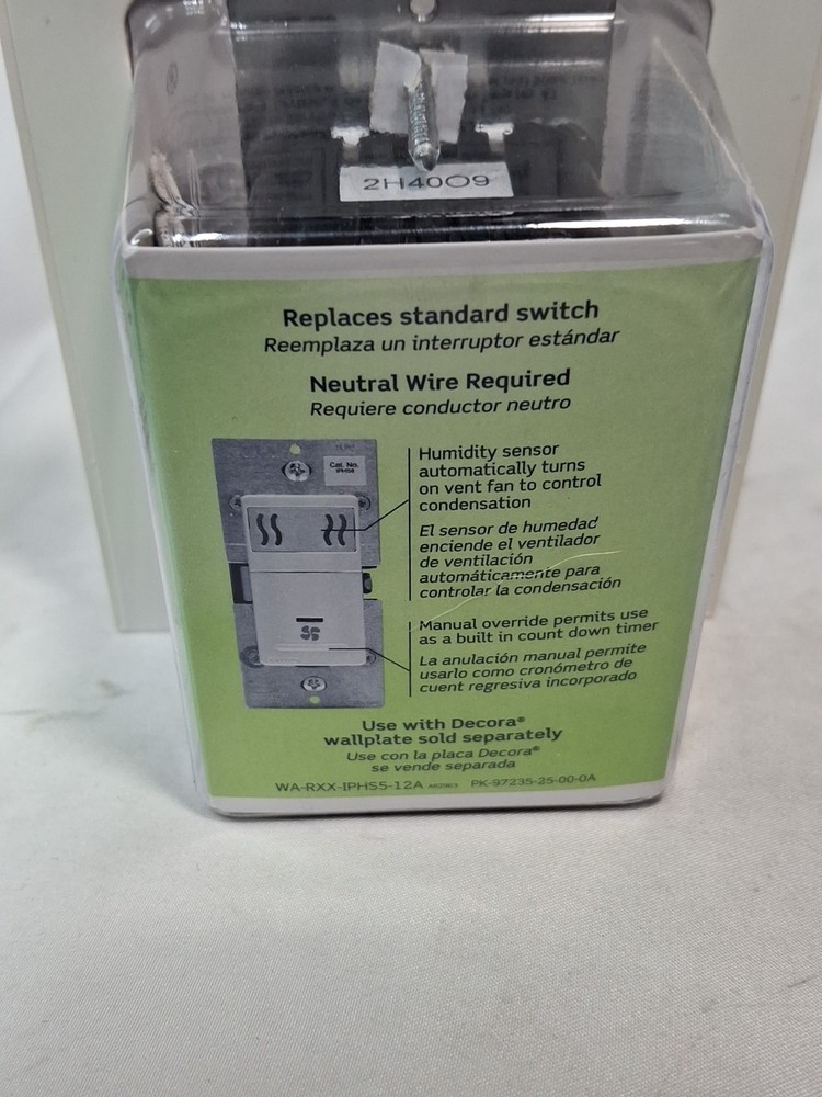 Leviton Decora Humidity Sensor/Fan Control IPHS5, White,