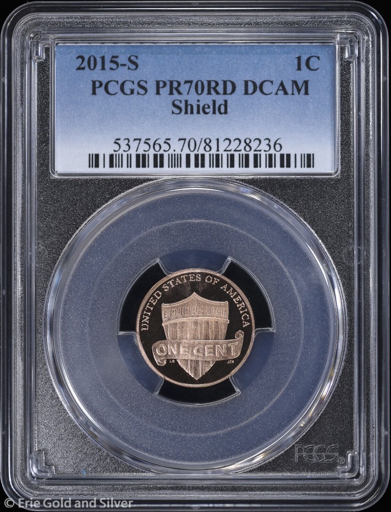2015-S 1c Proof Lincoln Shield Cent PCGS PR 70 RD DCAM