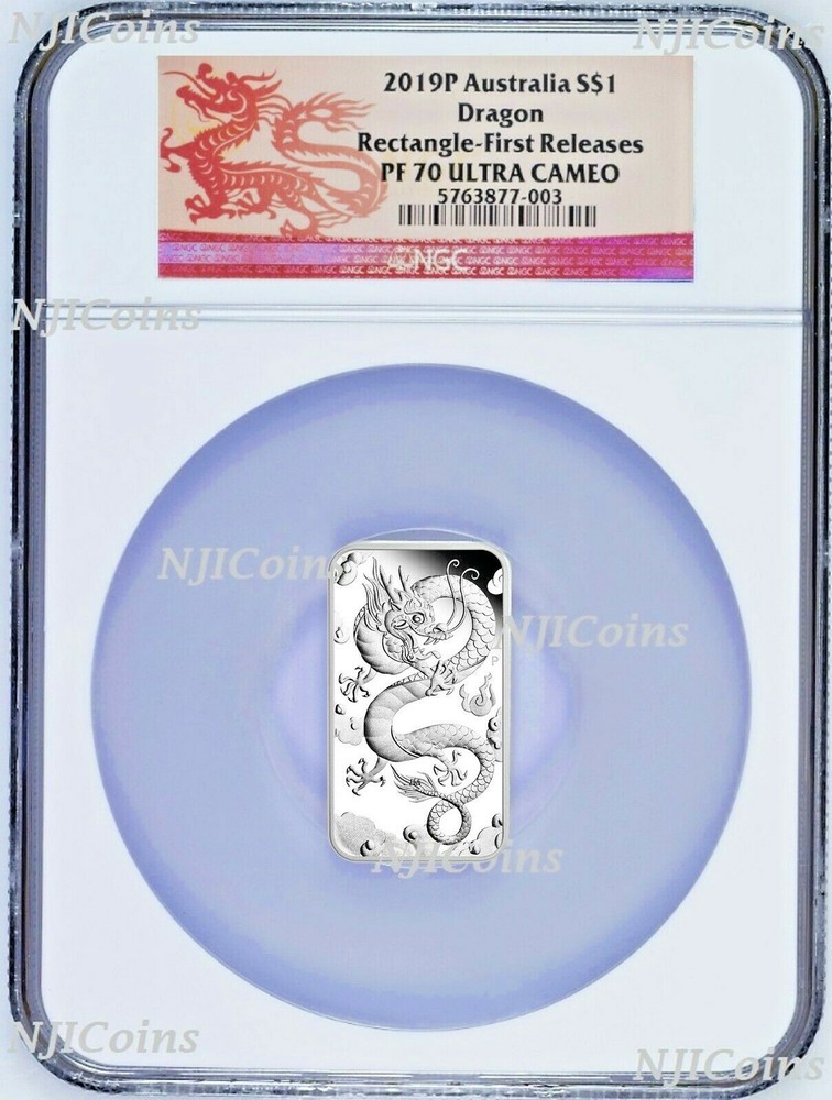 2019 Dragon 1oz PROOF Silver Rectangular $1 COIN NGC PF 70 FR Lunar Label