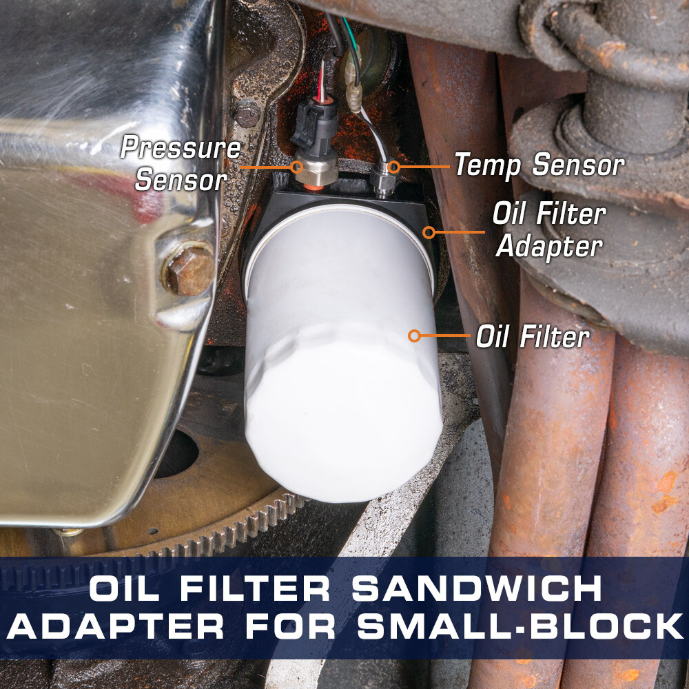 GlowShift Chevy Small-Block Engine 305 350 Oil Filter Sandwich Adapter