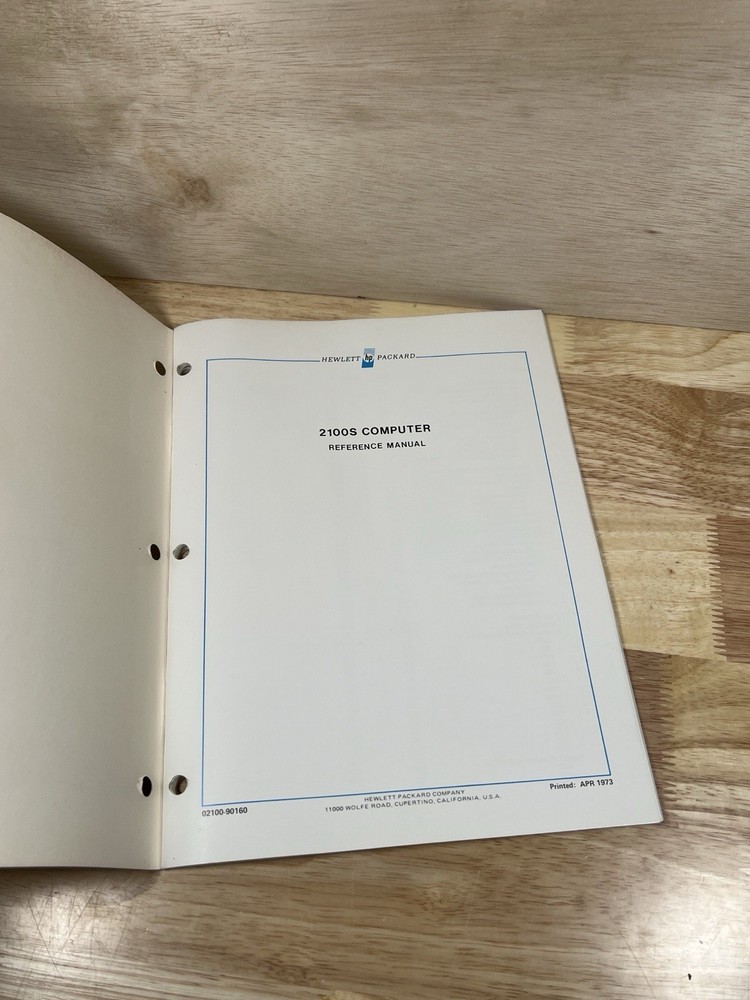 Hewlett Packard HP 2100S Computer Reference Manual 1973 Vintage