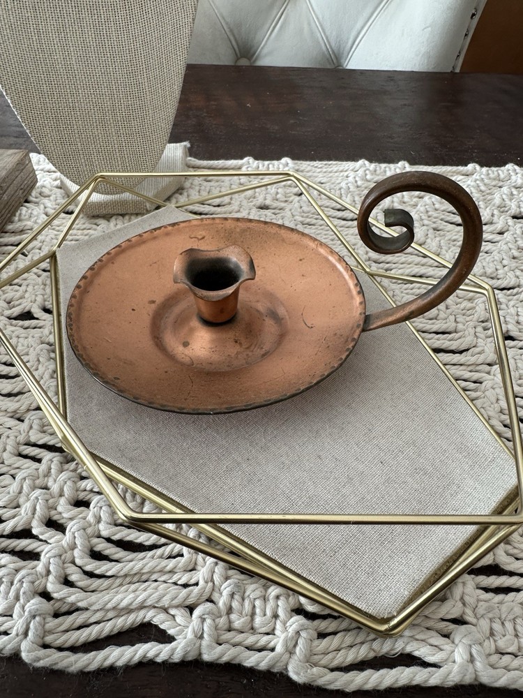 Gregorian Copper Candlestick Holder - Vintage