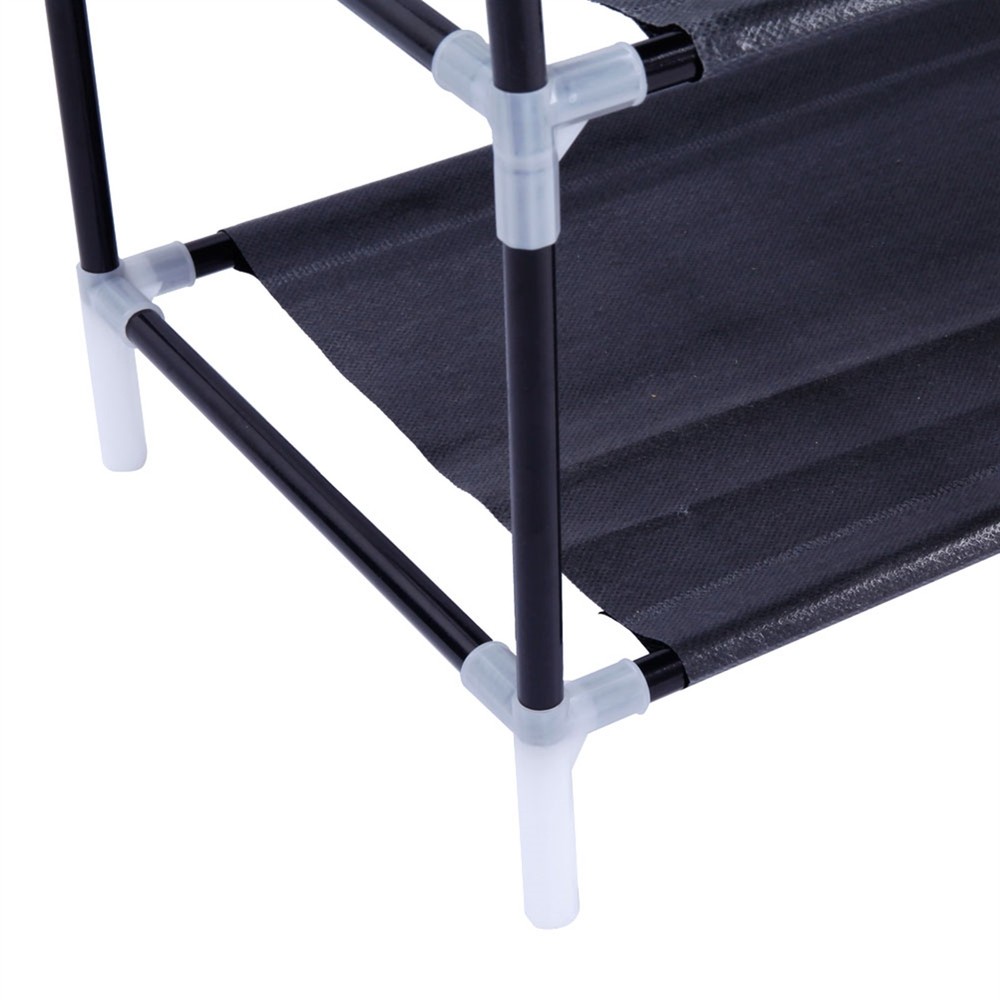 5-Tier Black Non-woven Fabric Shoe Rack with Handle