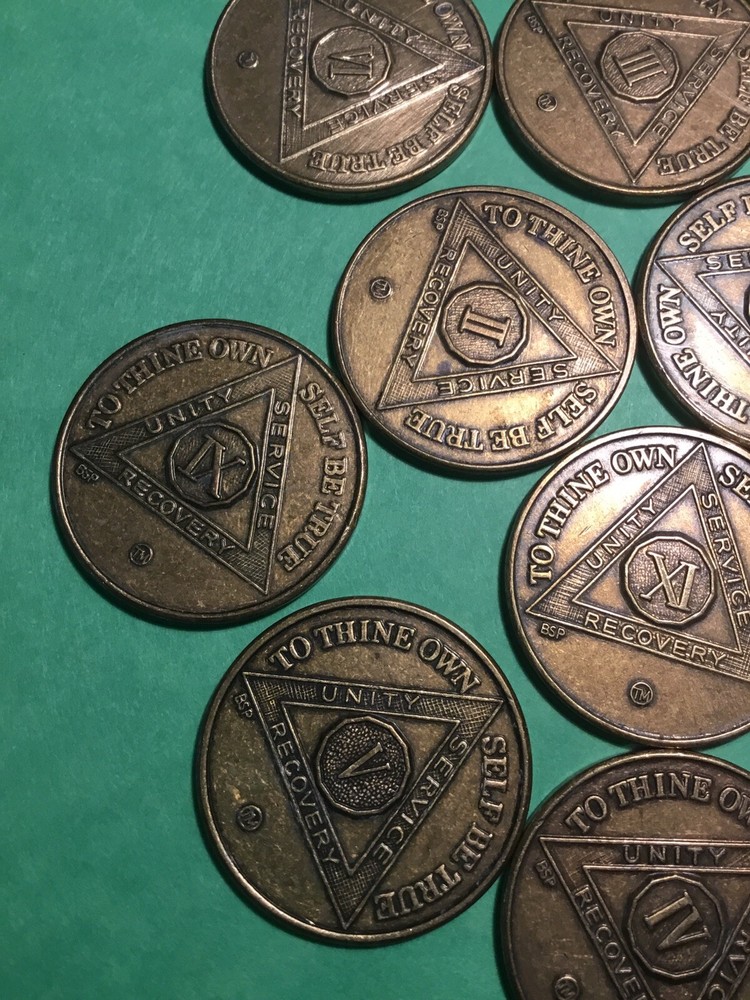 Alcoholics Anonymous Tokens Number 1 through 12