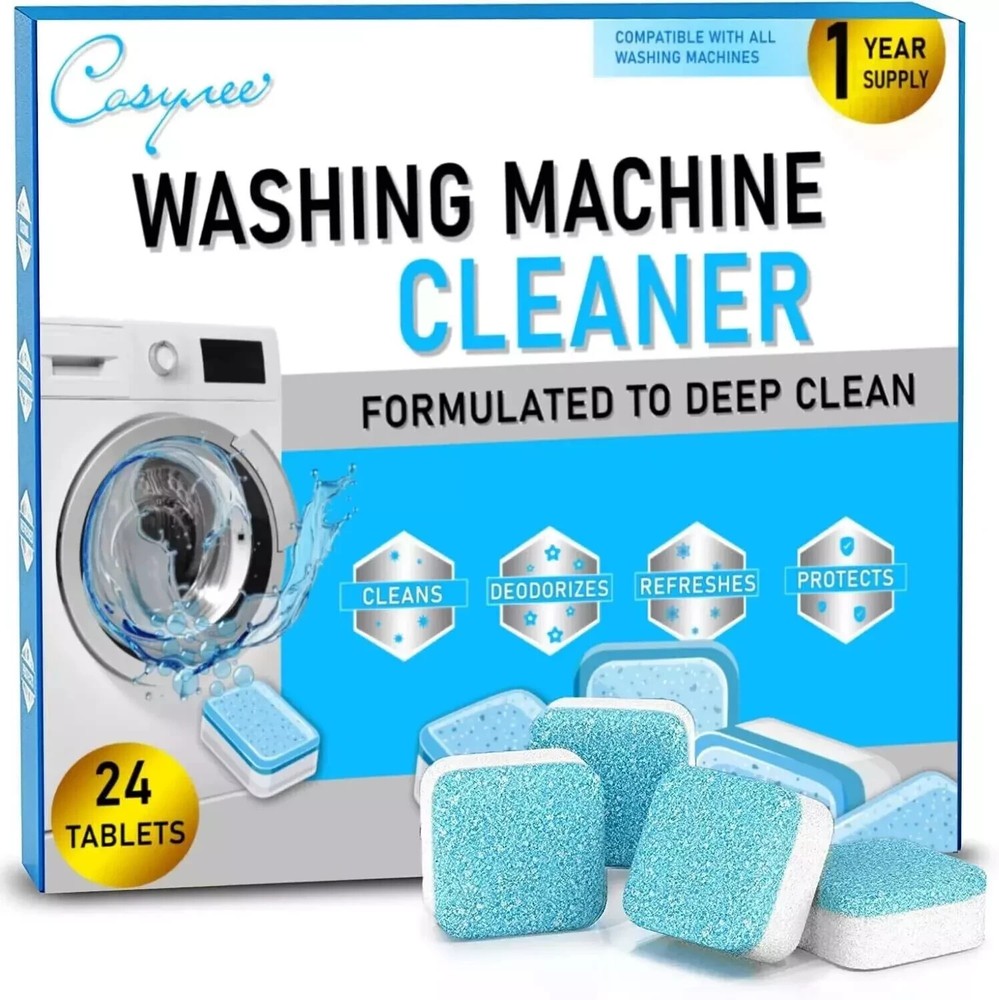 Washing Machine Cleaner Descaler 24 Pack - Deep Cleaning Tablets For HE Front