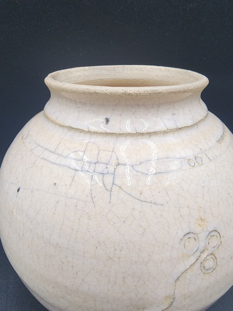 Studio Art Pottery Vase 6 3/4” Tall Signed Crackled