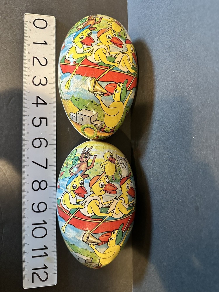 German Easter Egg Candy Container Paper Mache 6” Ducks Vintage