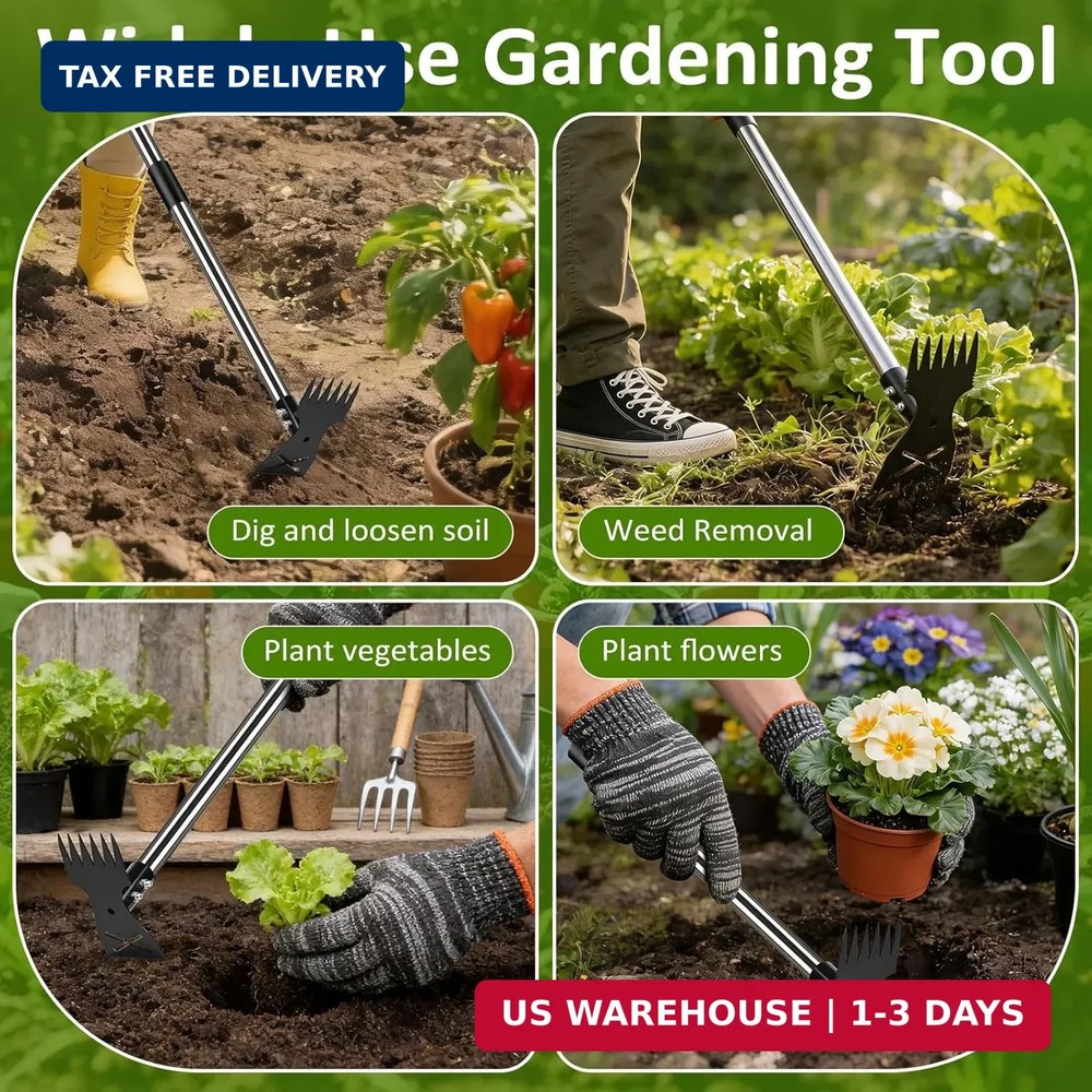 Weed Puller Tool with Long Handle - Adjustable Length Manual Weeder Remover Tool
