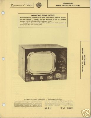Silvertone TV Model 150-14-Sams PhotoFact Tech Docs