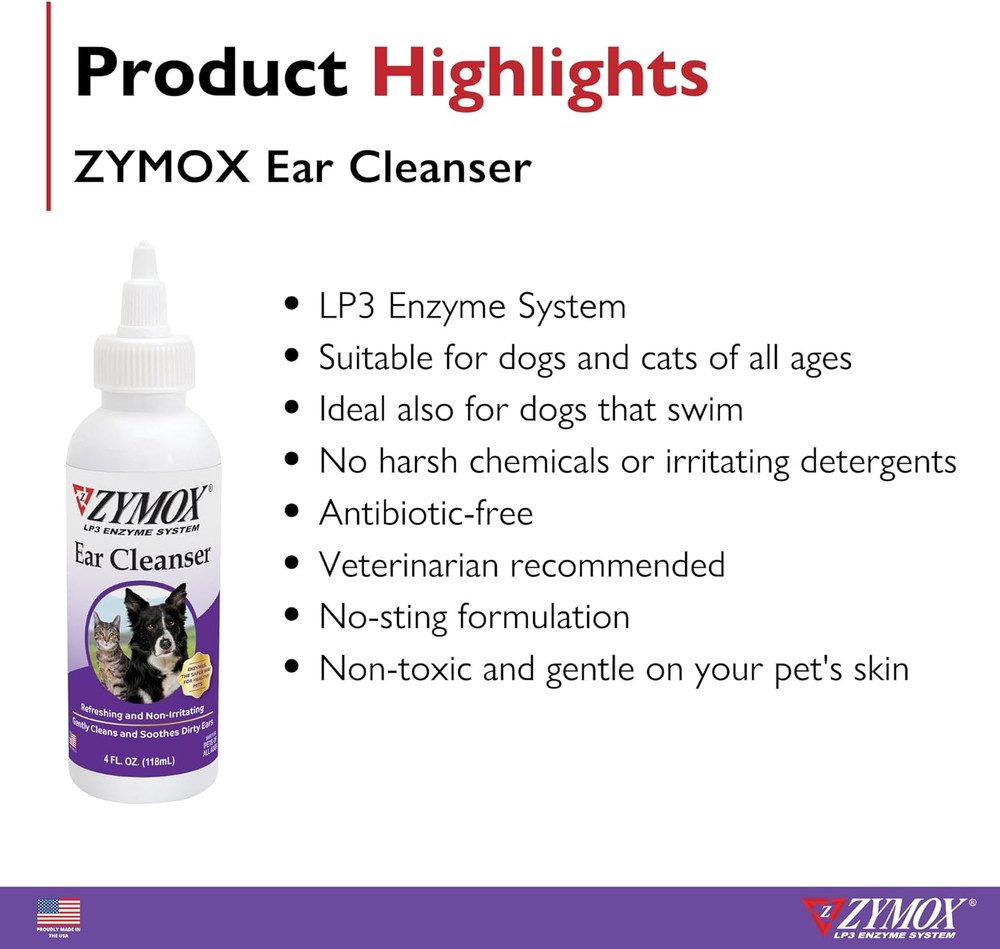Ear Cleanser Solution for Dogs and Cats, 4Oz