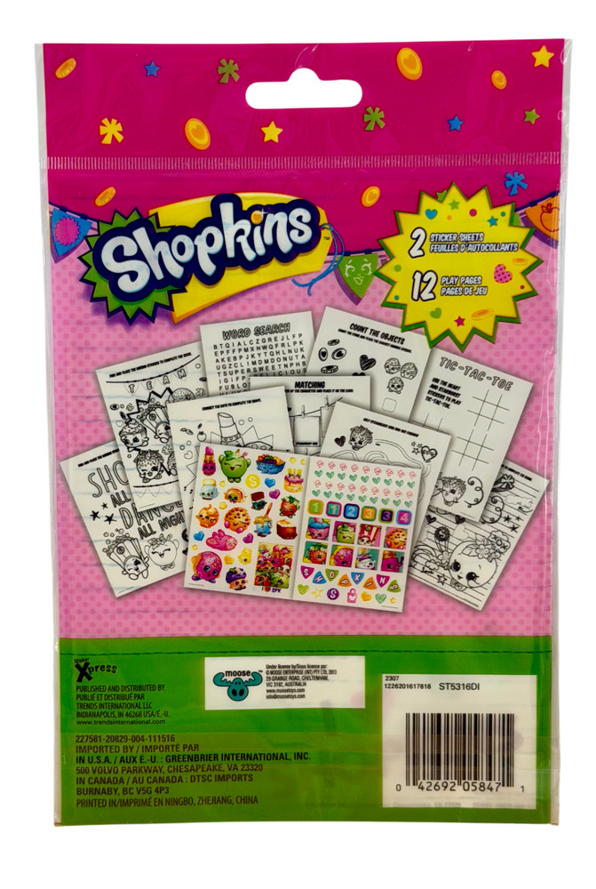 SHOPKINS Play Pack - 2 Stickers Sheets & 12 Play Pages