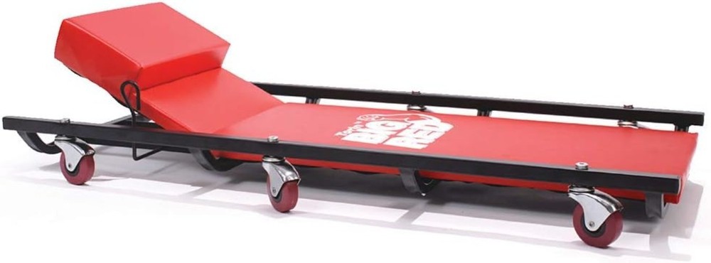 Durable 40" Red Rolling Shop Creeper with Cushioned Headrest & Smooth Mobility