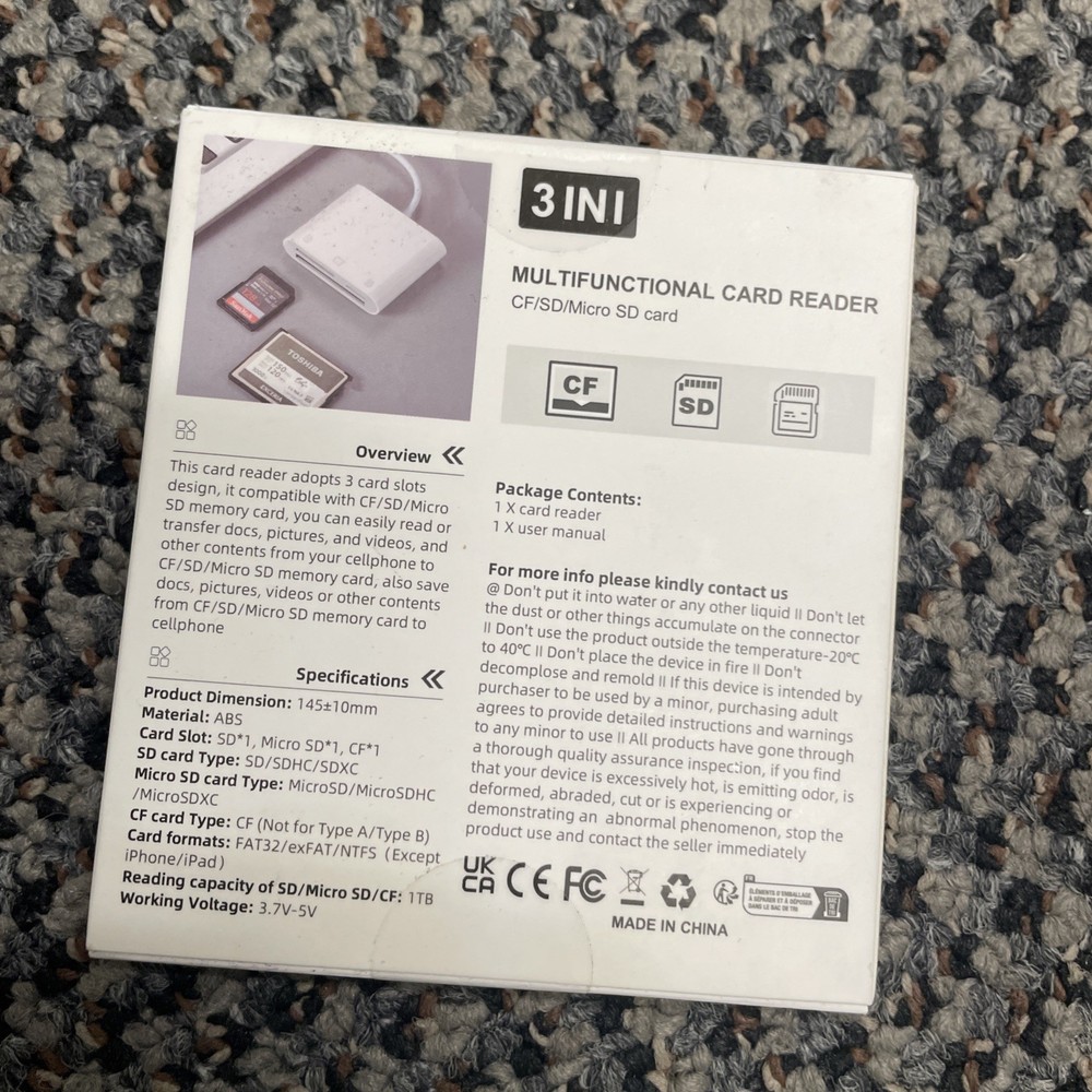 CF SD MicroSD Card Reader for iPhone iPad, 3 in 1 Card Reader Adapter