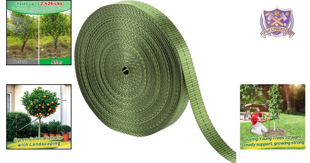 Secure 2,425 lbs Tree Tie Straps - 1 Inch Wide for Effective Storm Protection