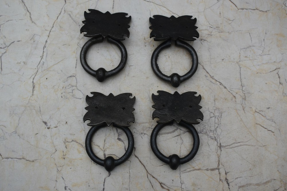 vintage Cast Iron knocker chest door ring Pull drop handle knobs 4 pic