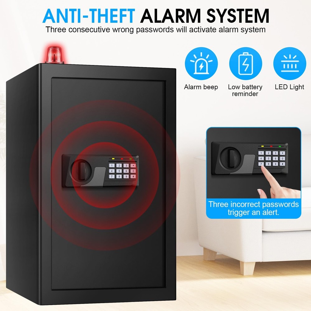 5.2 Cu Ft Large Home Safe Box Fireproof Waterproof, Personal Security Safe wi...