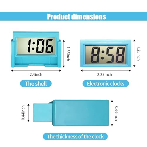 Small Electronic Dashboard Car Time Clock Self-Adhesive Mini Car Blue