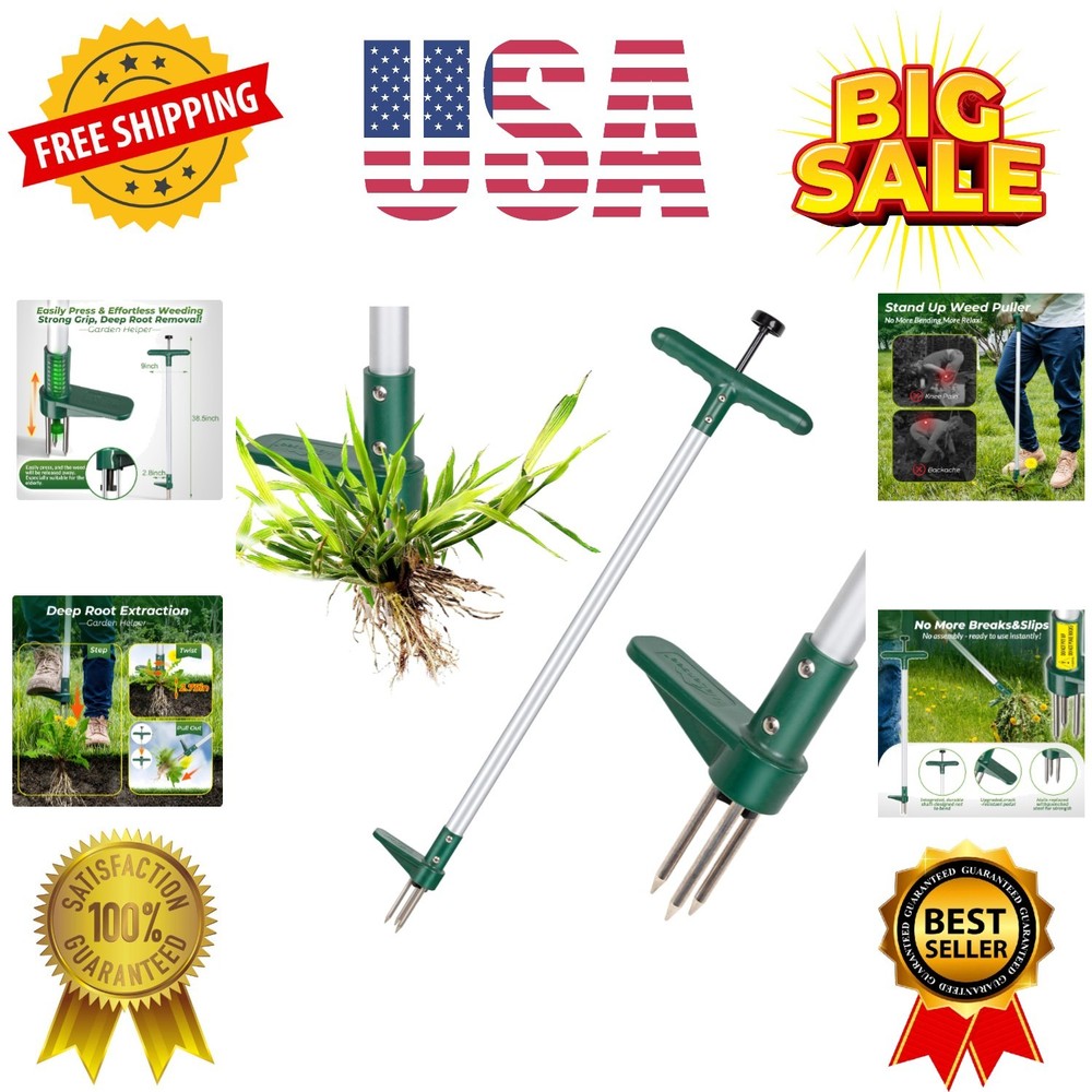 Weed Puller, Stand Up Weeder Hand Tool, Long Handle Garden Weeding Tool with ...