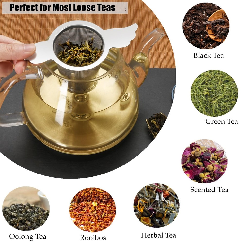 3 PCS Extra Fine Mesh Tea Infuser Steeper Basket with Lid for Loose Leaf Tea