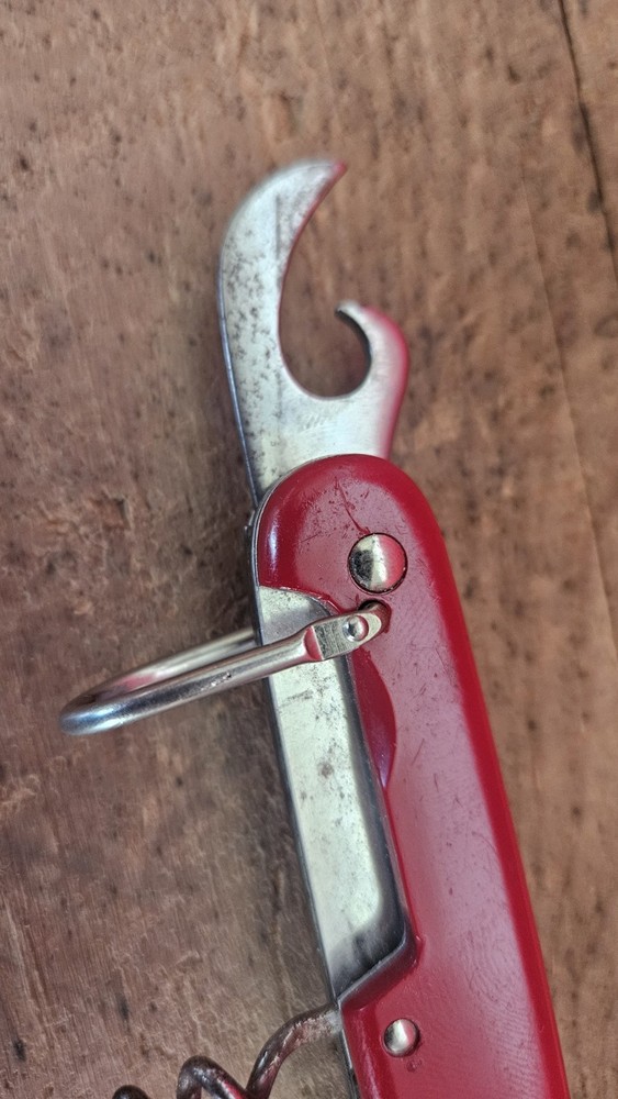 Colonial Multi Tool 1 Blade Red Handle Folding Pocket Knife Prov. USA