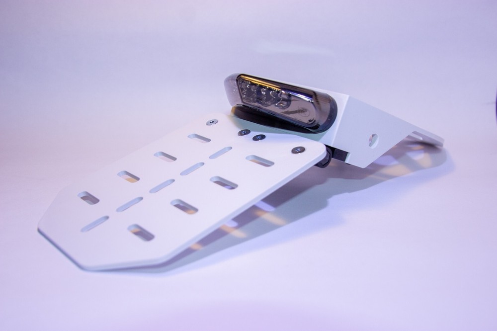Folding License Plate Holder | Enduro/Supermoto | Universal | Adjustable | WHITE