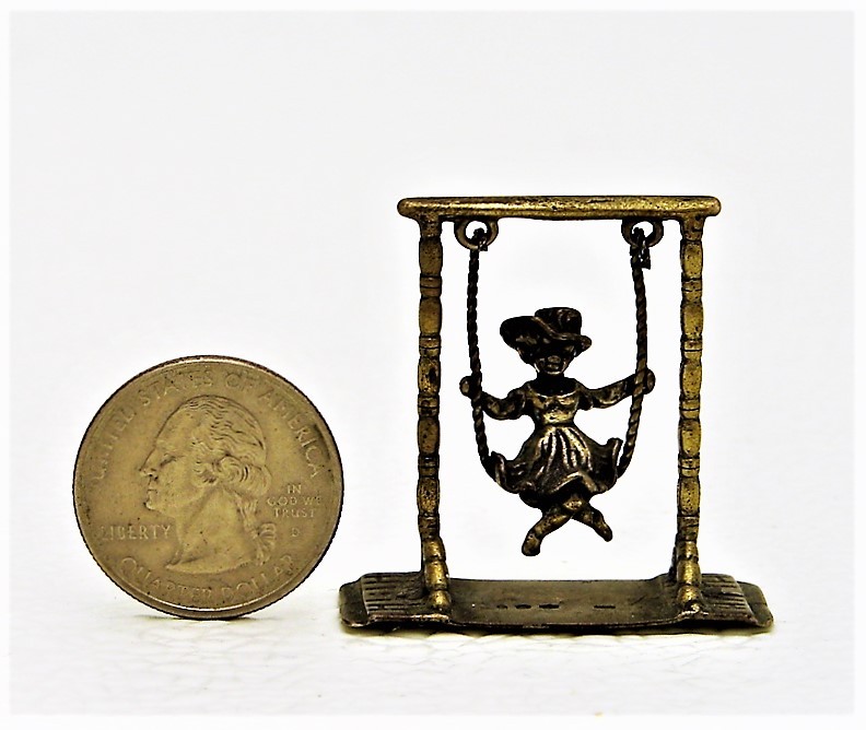 Dutch Solid Silver Figural Girl on Swing Hallmarked