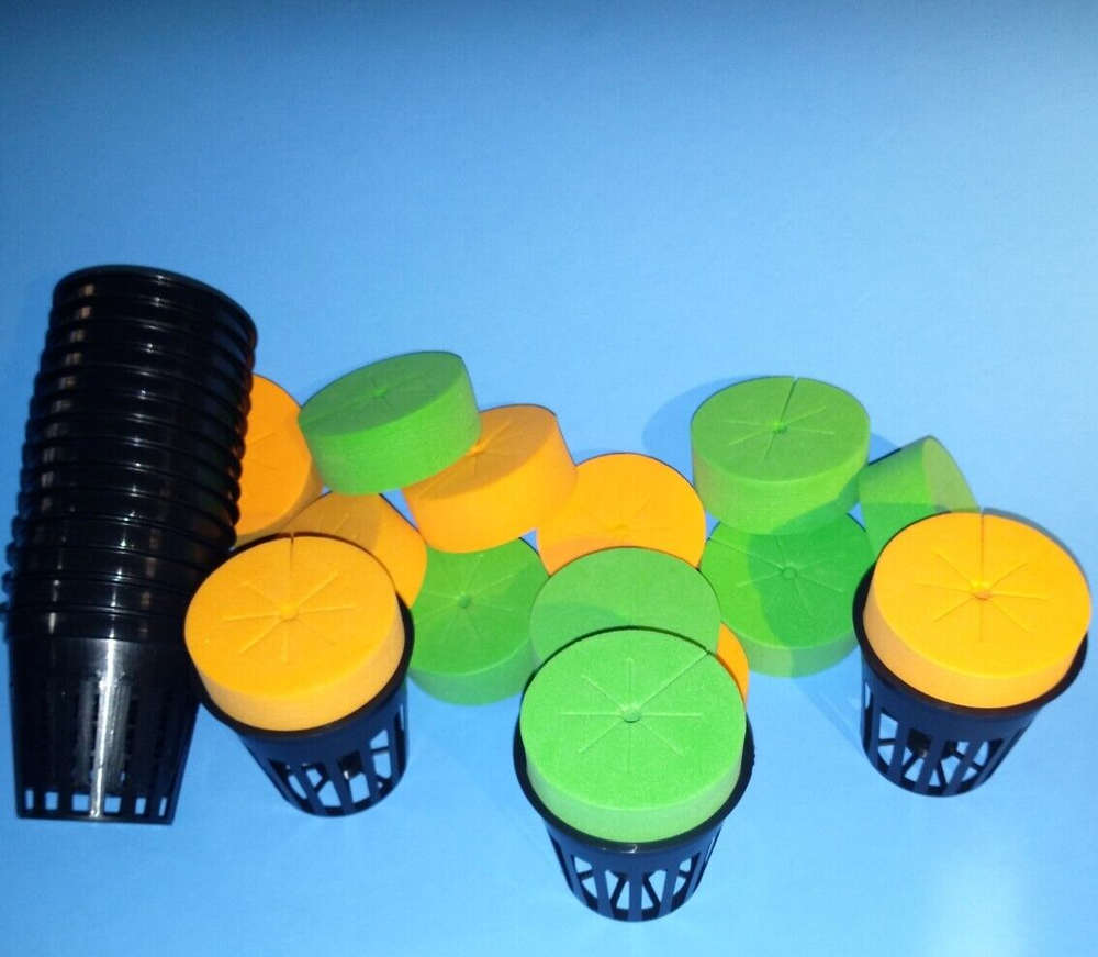20 CLONE COLLAR INSERTS(green/orange) & 20 2" NET POT for HYDROPONIC GROW SYSTEM