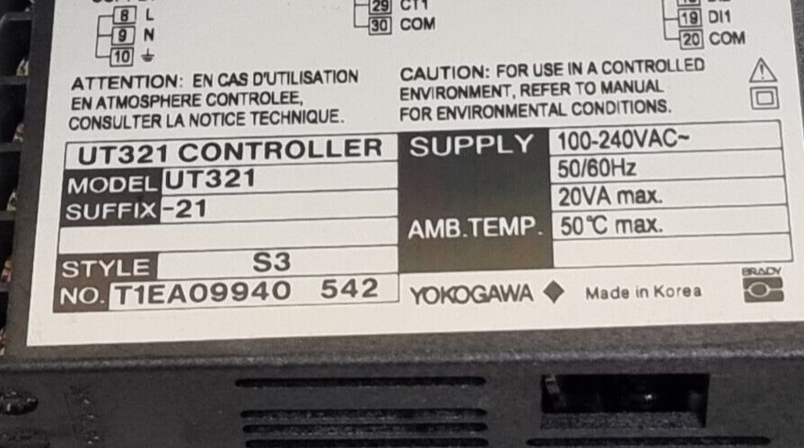 YOKOGAWA UT321 UT321-21 TEMPERATURE CONTROLLER