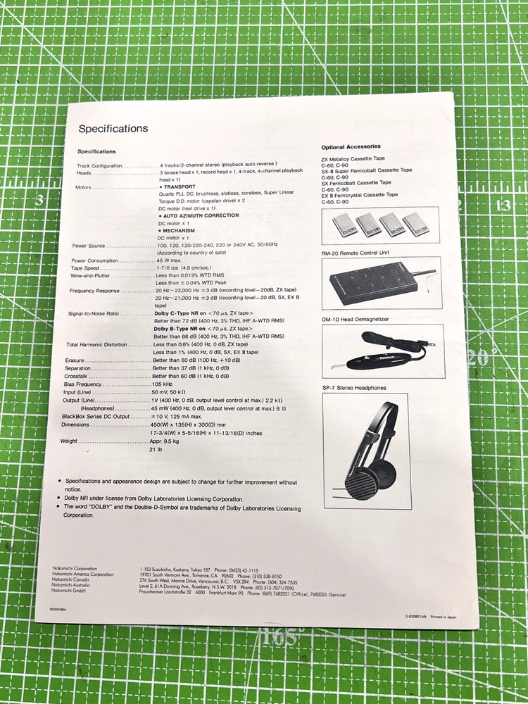 Nakamichi Dragon Auto-Reverse 3-Head Cassette Deck Serviced & Operational+Manual