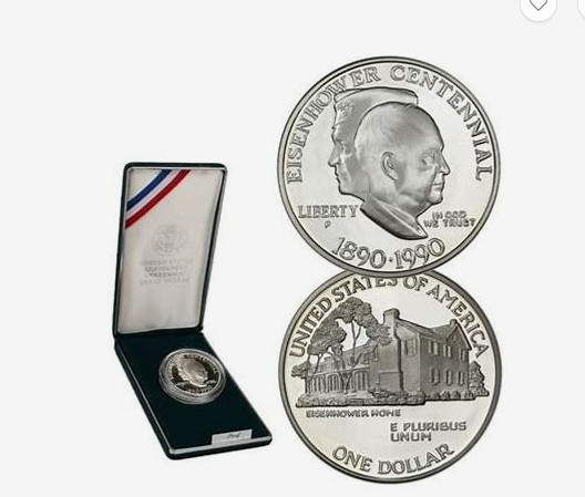 1990 EISENHOWER CENTENNIAL PROOF SILVER DOLLAR***OGP AND COA