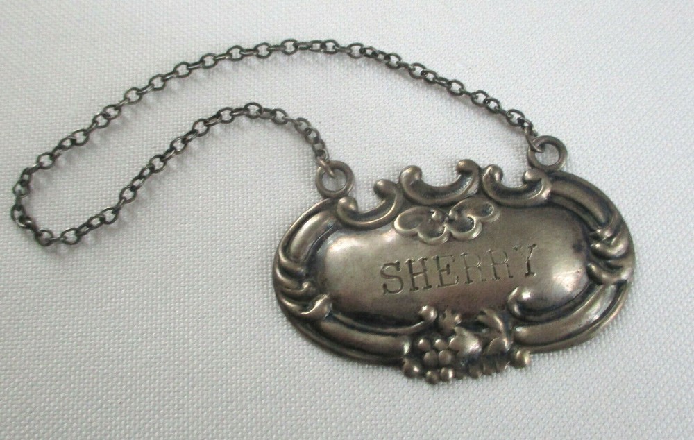 Vintage Sterling Silver Sherry Decanter Tag