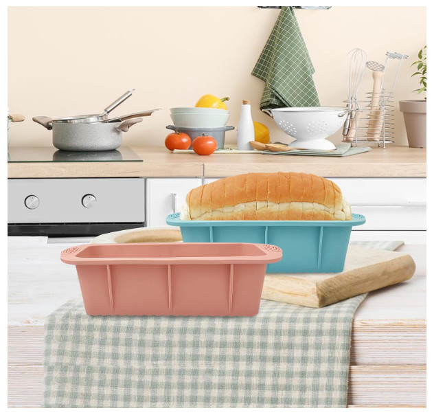 2PCS Silicone Bread Loaf Pan Non-Stick Rectangular Baking Mold for Cake Bread