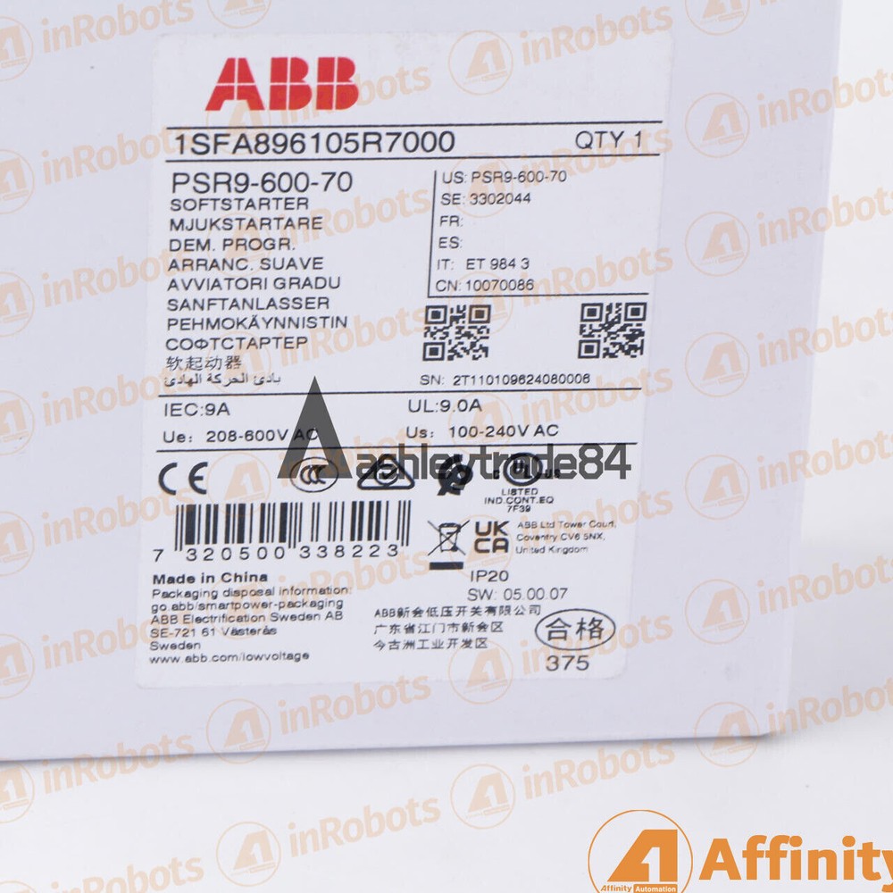 1PC NEW ABB PSR9-600-70 1SFA896105R7000 Soft Starter