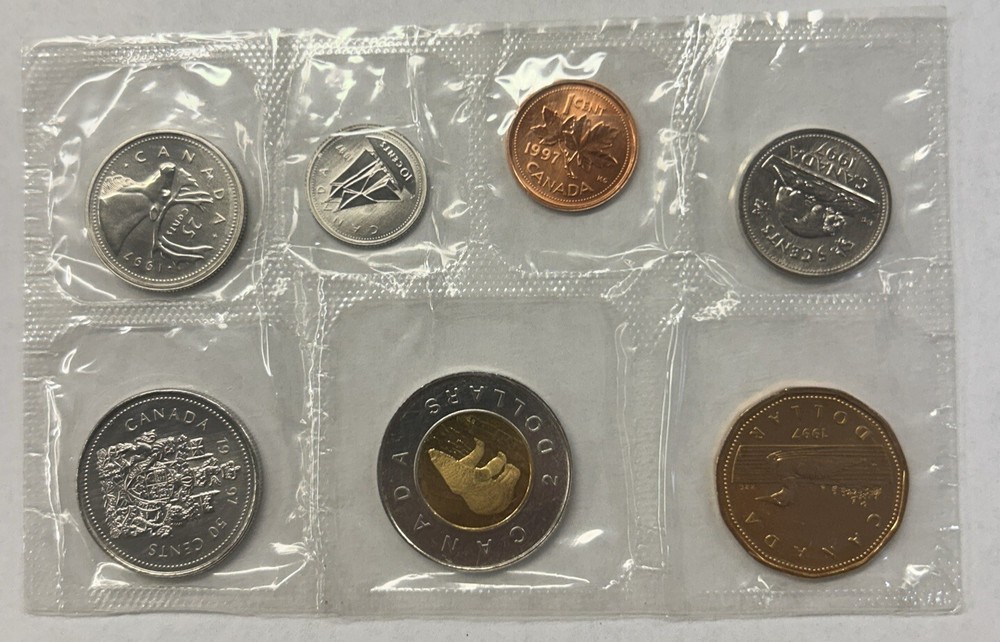 1997 Canada Uncirculated Mint Set In Mint Cello + Specifications Card & Envelope