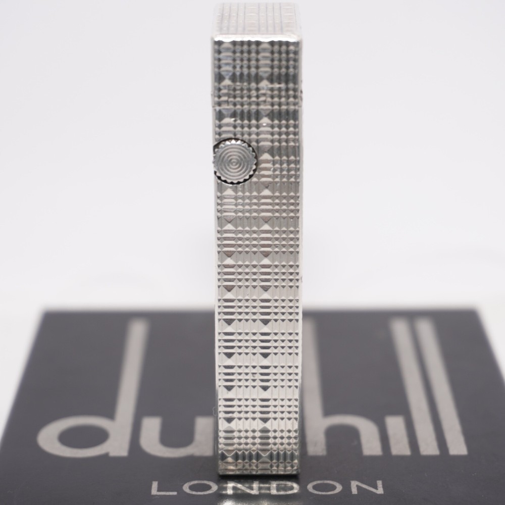 Dunhill Lighter Silver Tartan Pattern-Ultrasonically Cleaned_Working